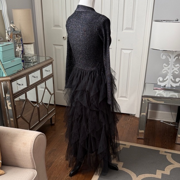 Lark + Grey On Trend Black Tulle/Silver Thread Evening Dress Size S - Picture 2 of 8